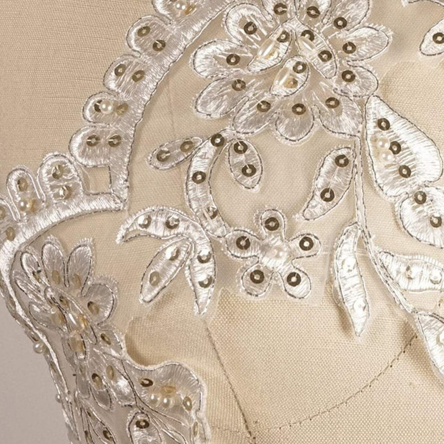 1 Yard Ivory and Gold Bridal Lace Trim with Beaded Roses and Scalloped Edges 6 Inch