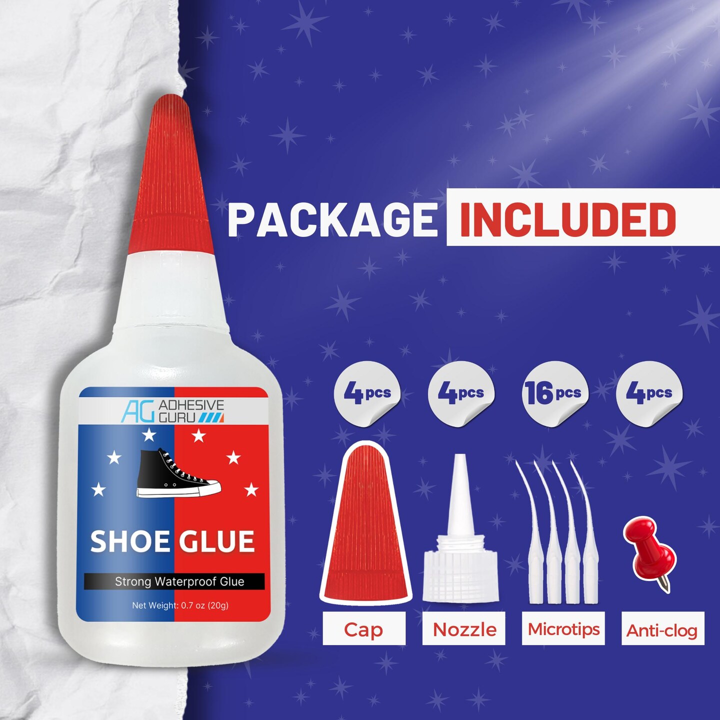 ADHESIVE GURU Shoe Glue 0.7 oz – Fast-Drying Strong CA Adhesive for Leather, Rubber, Shoe Repairs, Clear Finish, Water-resistant