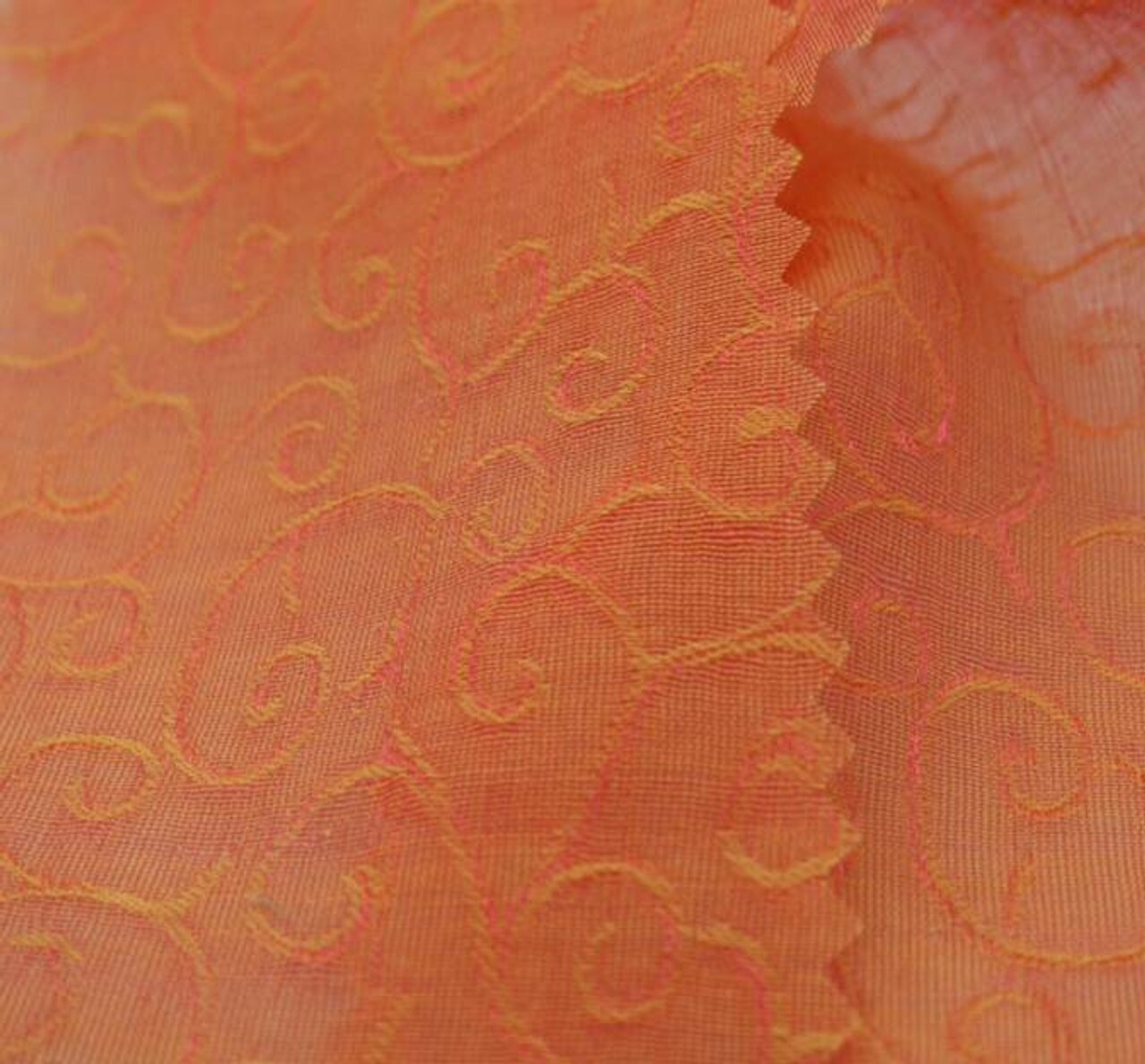 1 Yard Peach Swirl Organza Jacquard Apparel Fabric Woven Texture, 57/58&#x22; Wide