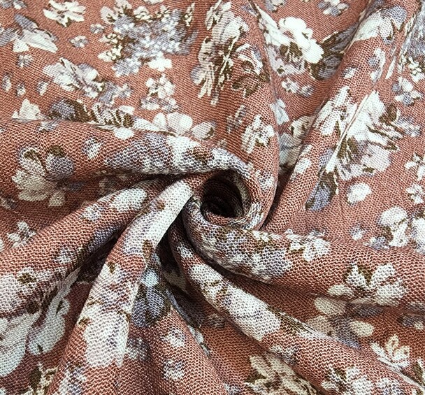 1 Yard Textured Rose Rayon Crinkle Fabric 50/52&#x22; Wide for Apparel &#x26; Costume Fabric