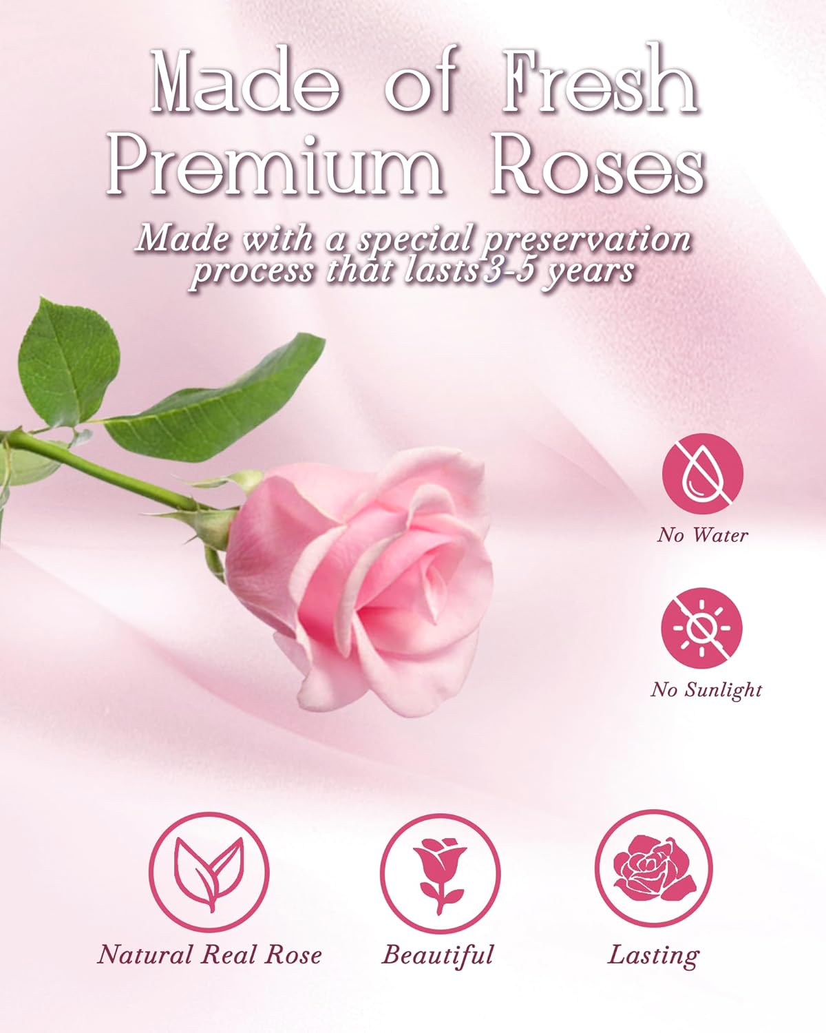 Preserved Rose Bouquet in Glass Dome (Pink Rose) 4.1"D x 4.1"W x 8.1"H