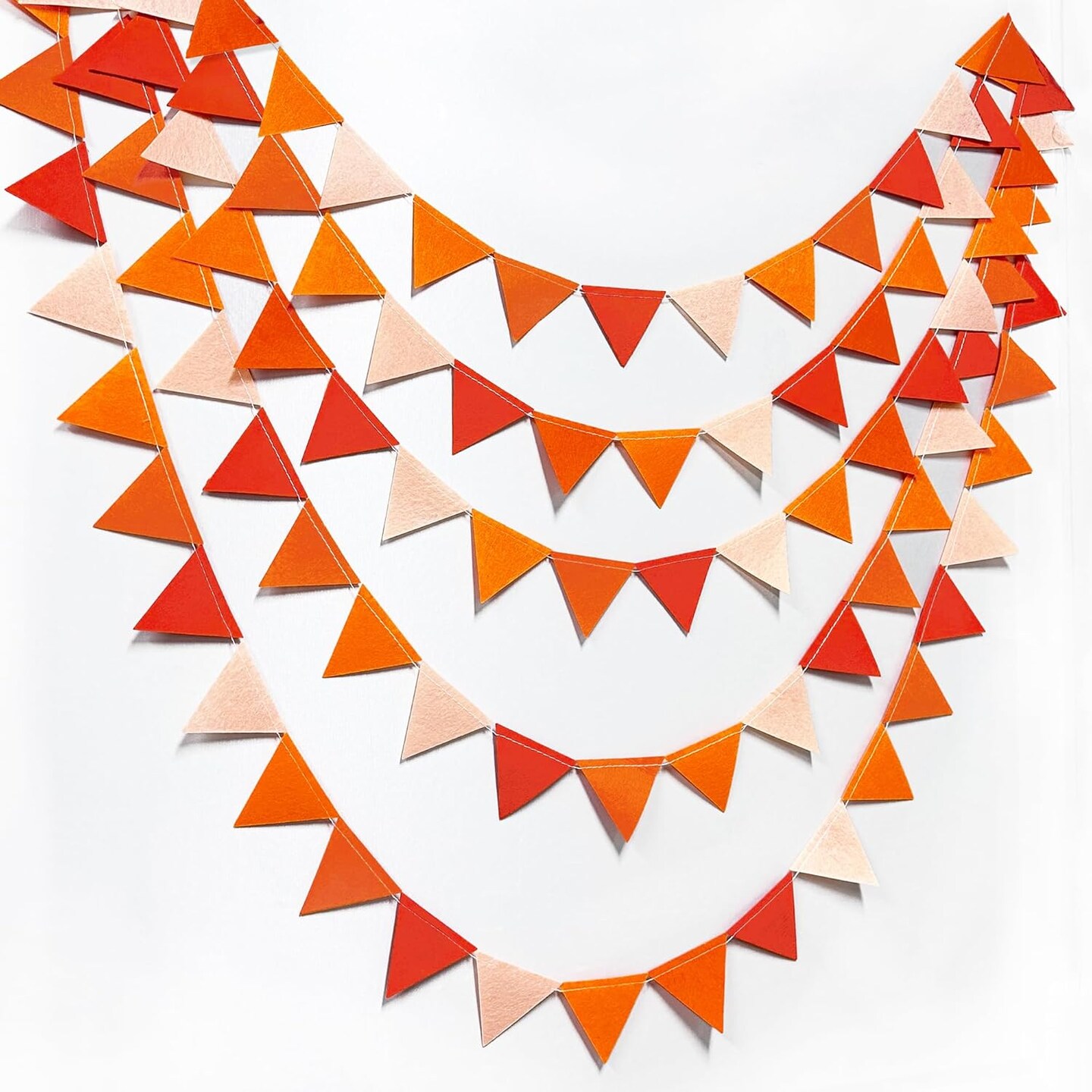 Orange Party Decorations - Ombre Felt Hanging Triangle Mini Bunting