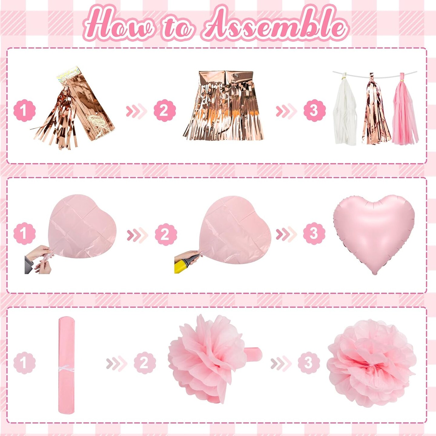 Pink Bow Birthday Party Decorations, Coquette Bow Light Pink and White Confetti Long Balloons Happy Birthday Banner Fringe Curtain Tassel Pompoms for Women Girls Theme Baby Shower Party Decorations