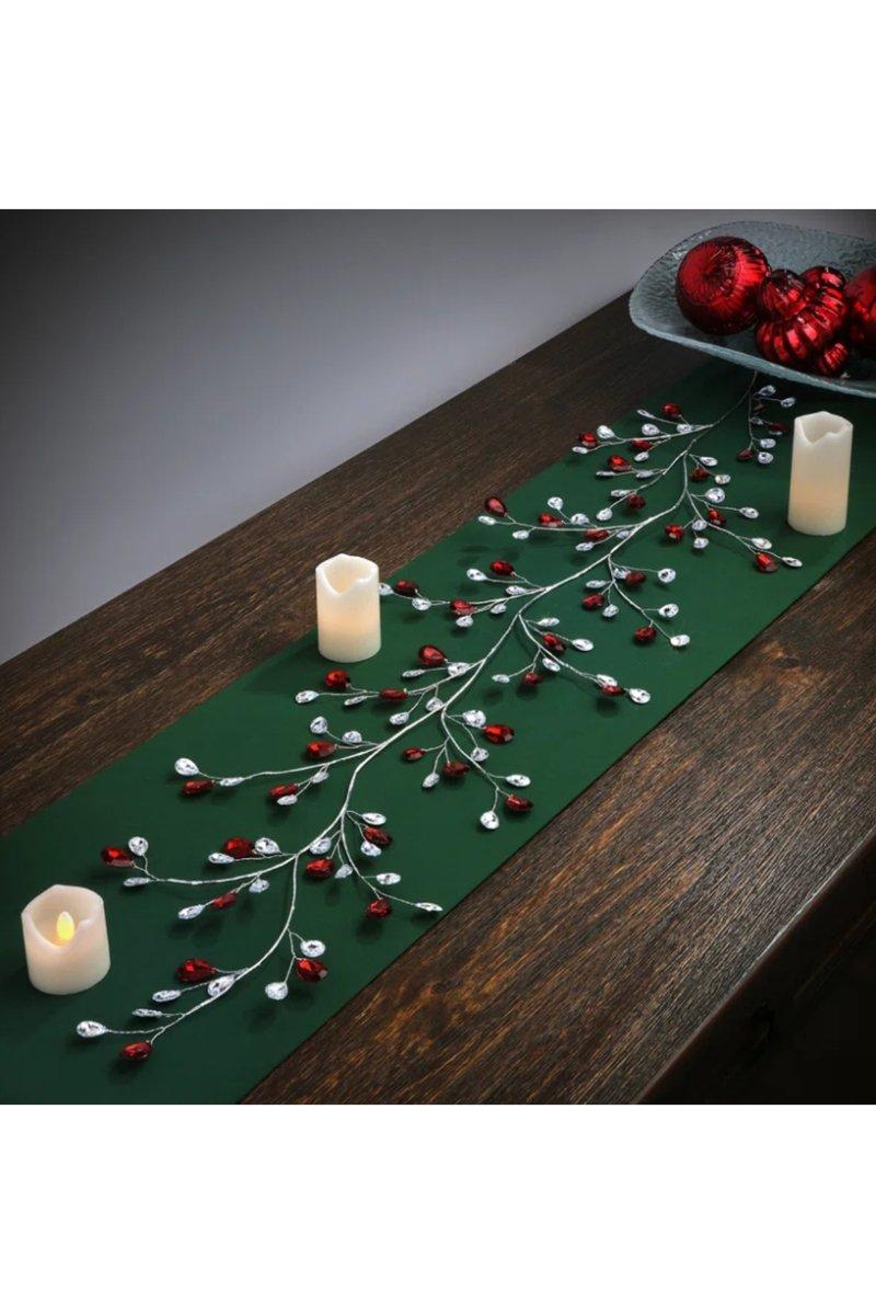 48&#x22; Metal Jewel Garland: Red/Clear