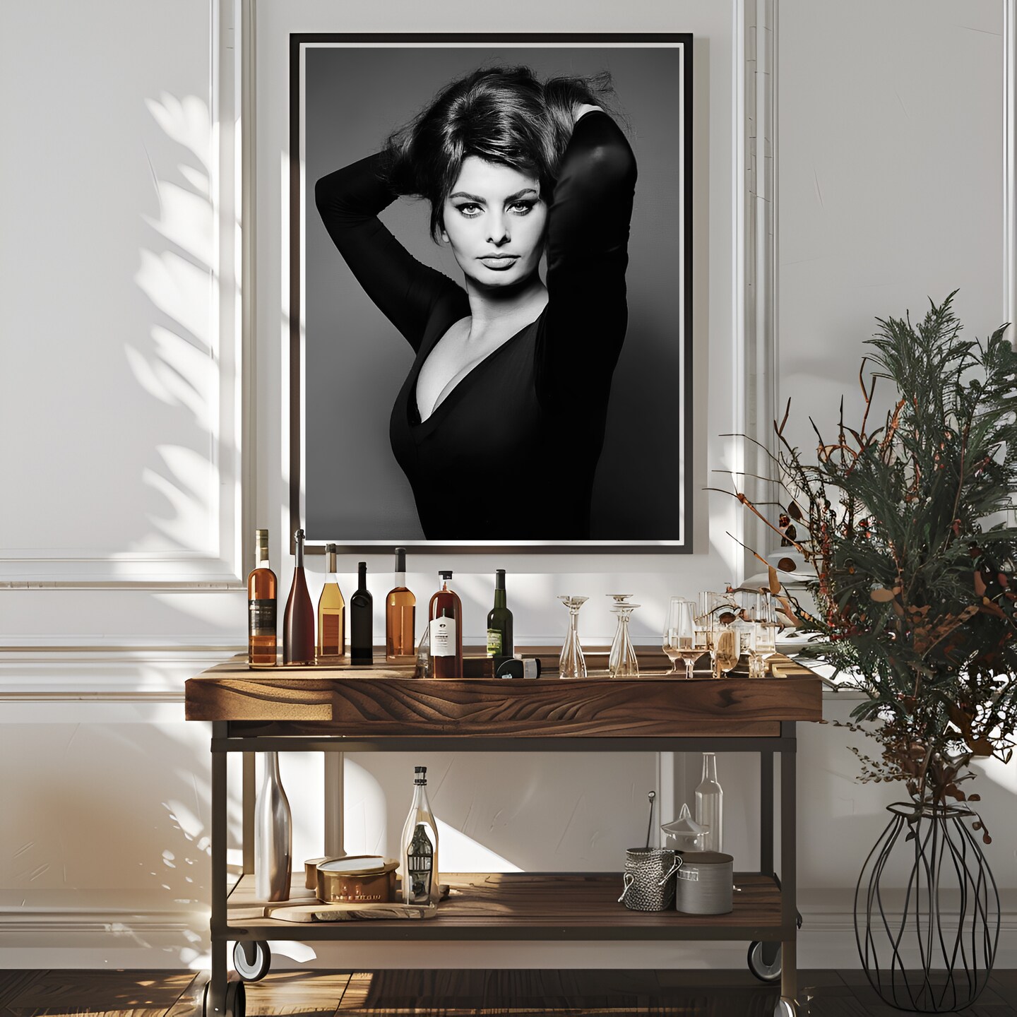 Sophia Loren studio photo early c. 1960's, black and white