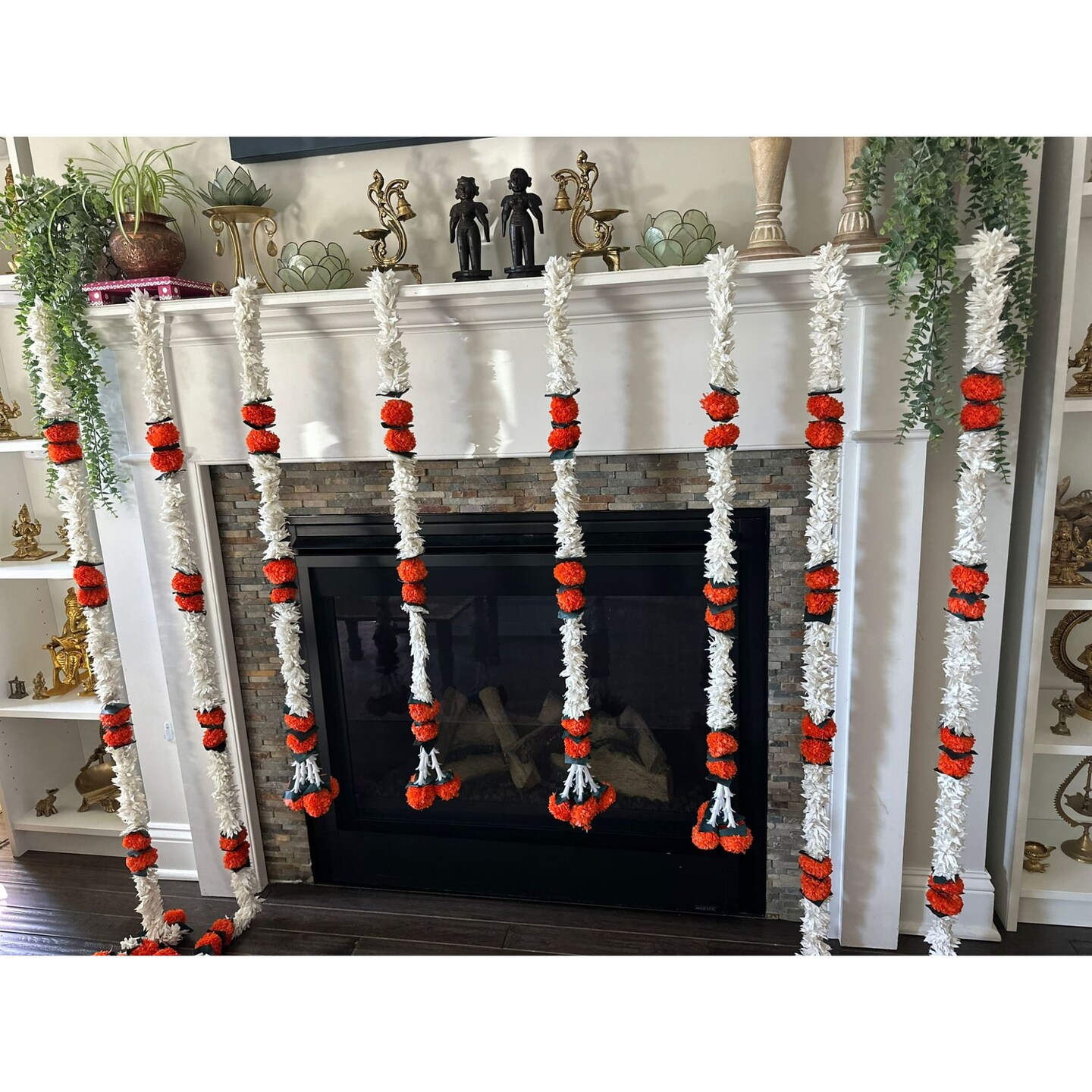 Jasmine Marigold Flowers Garland for Home Party Door Hanging Diwali Decorations Day of the Dead Dia De Los Muertos Ofrenda Halloween Mexican Fiesta Decor