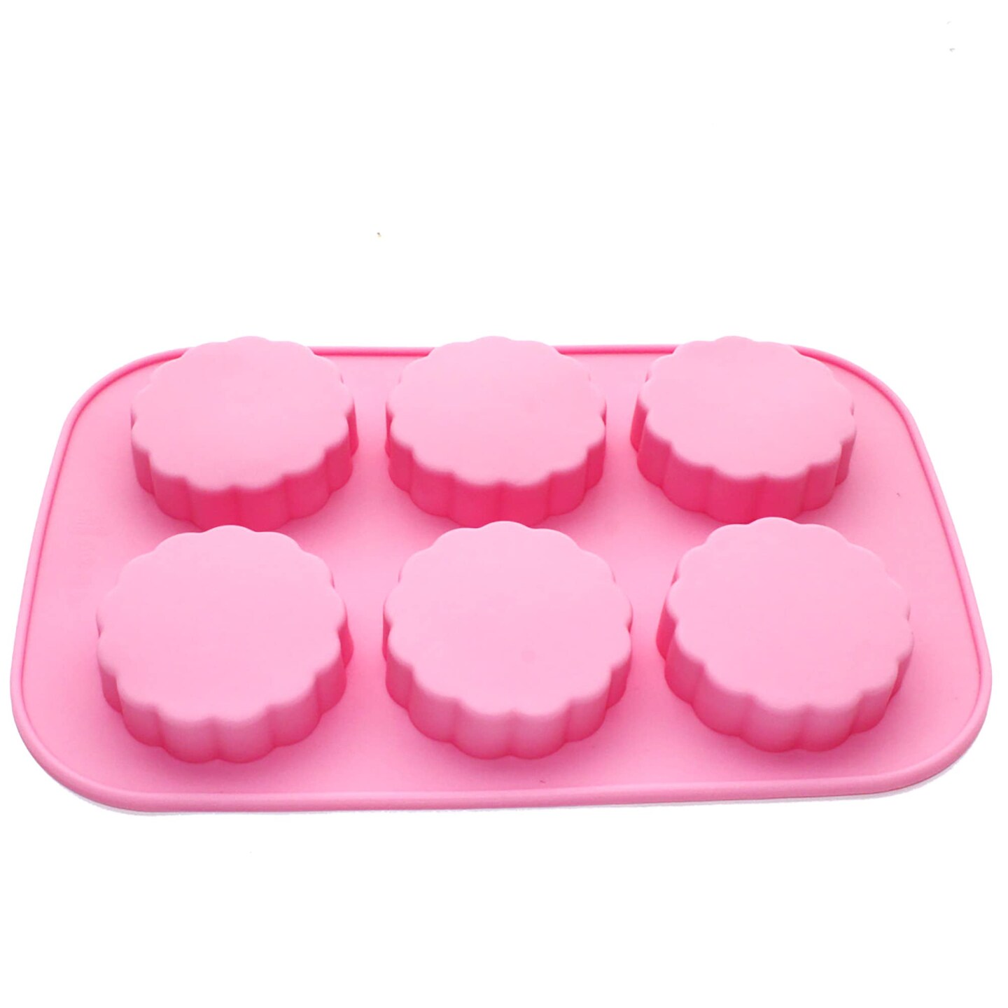 Round Mooncake Chocolate Lotion Bar Soap Cookies Wax Pink Silicone Mold Dia. 2.5inch, 1.5oz per Cell