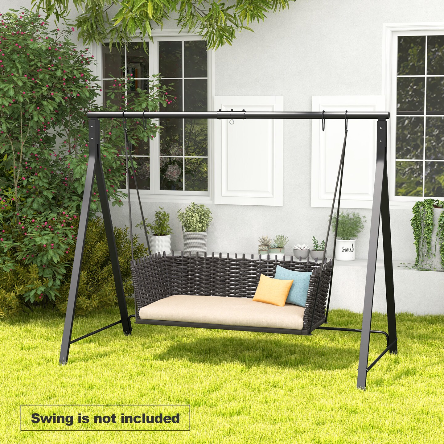 Outdoor Swing Stand A Frame Metal Swing Frame for Hammock Chair Patio Backyard Use