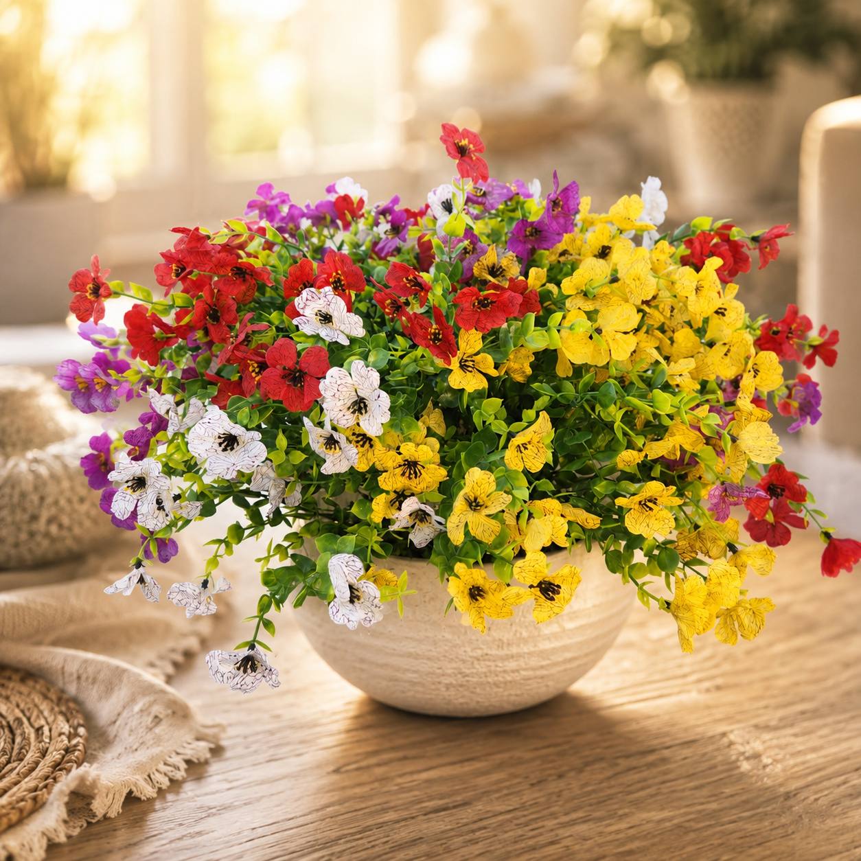 12-Pack Outdoor Artificial Flowers & UV-Resistant Faux Wildflower