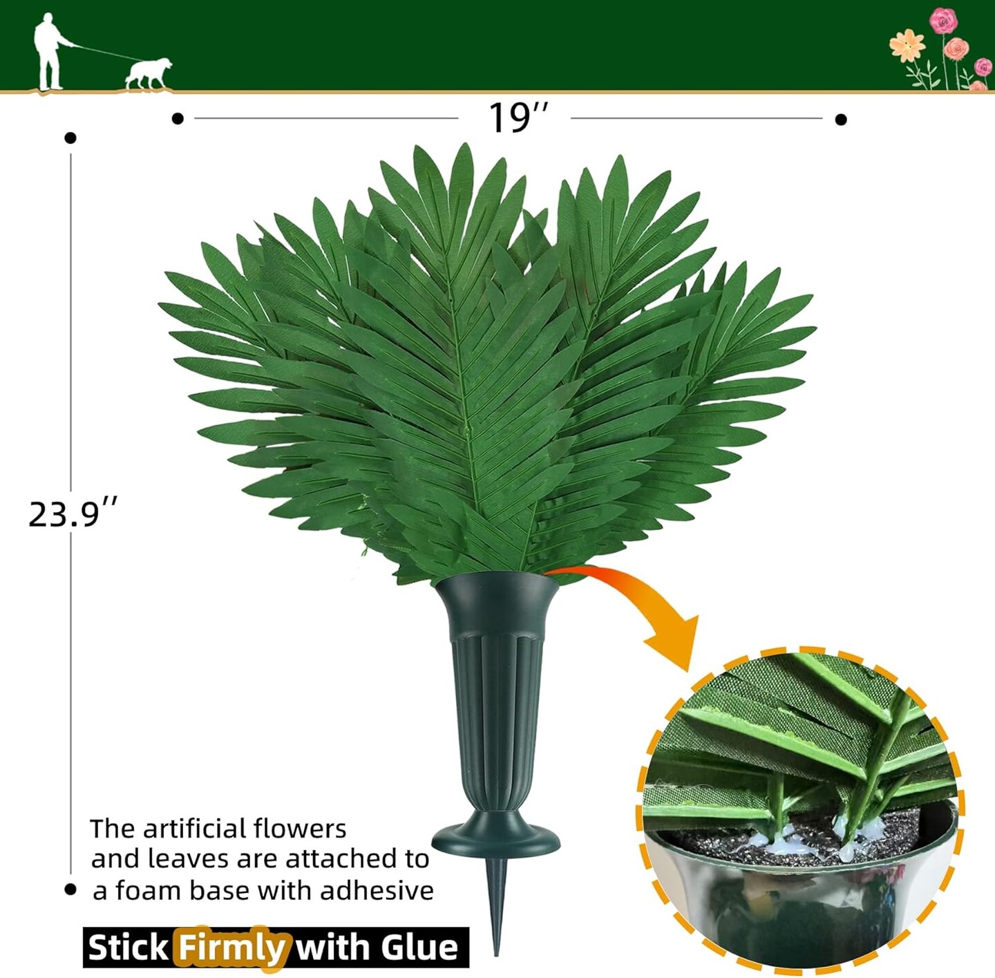 Artificial Cemetery Flowers – Silk Lily, Rose, Daisy & Berry Bouquet for Headstones and Memorial Grave Decorations