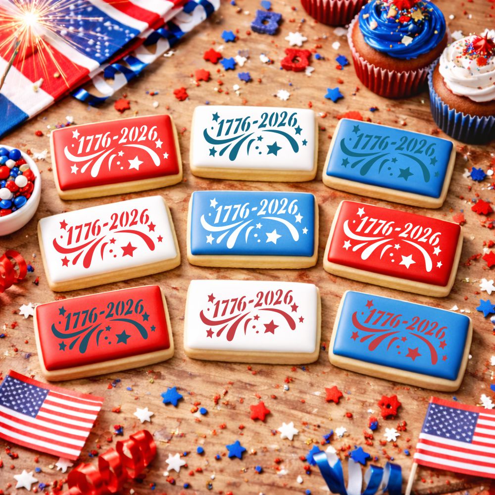America Turns 250 Cookie Stencil | Fourth of July | Confection Couture |