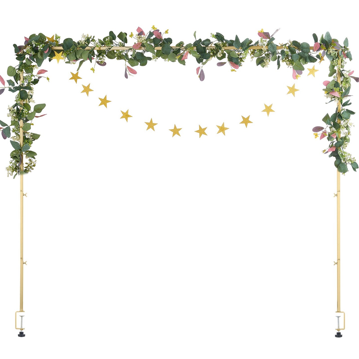Gold Tabletop Balloon Arch Stand, 13"-42" Tall, 28"-98" Adjustable Metal Rod Frame