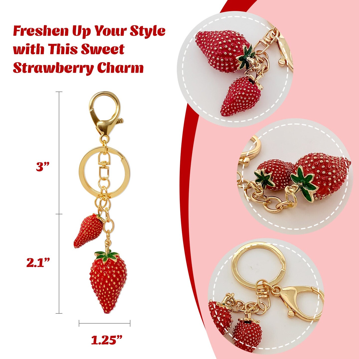 Wrapables Novelty Keychain and Bag Charm for Purse Handbag Backpack, Strawberry