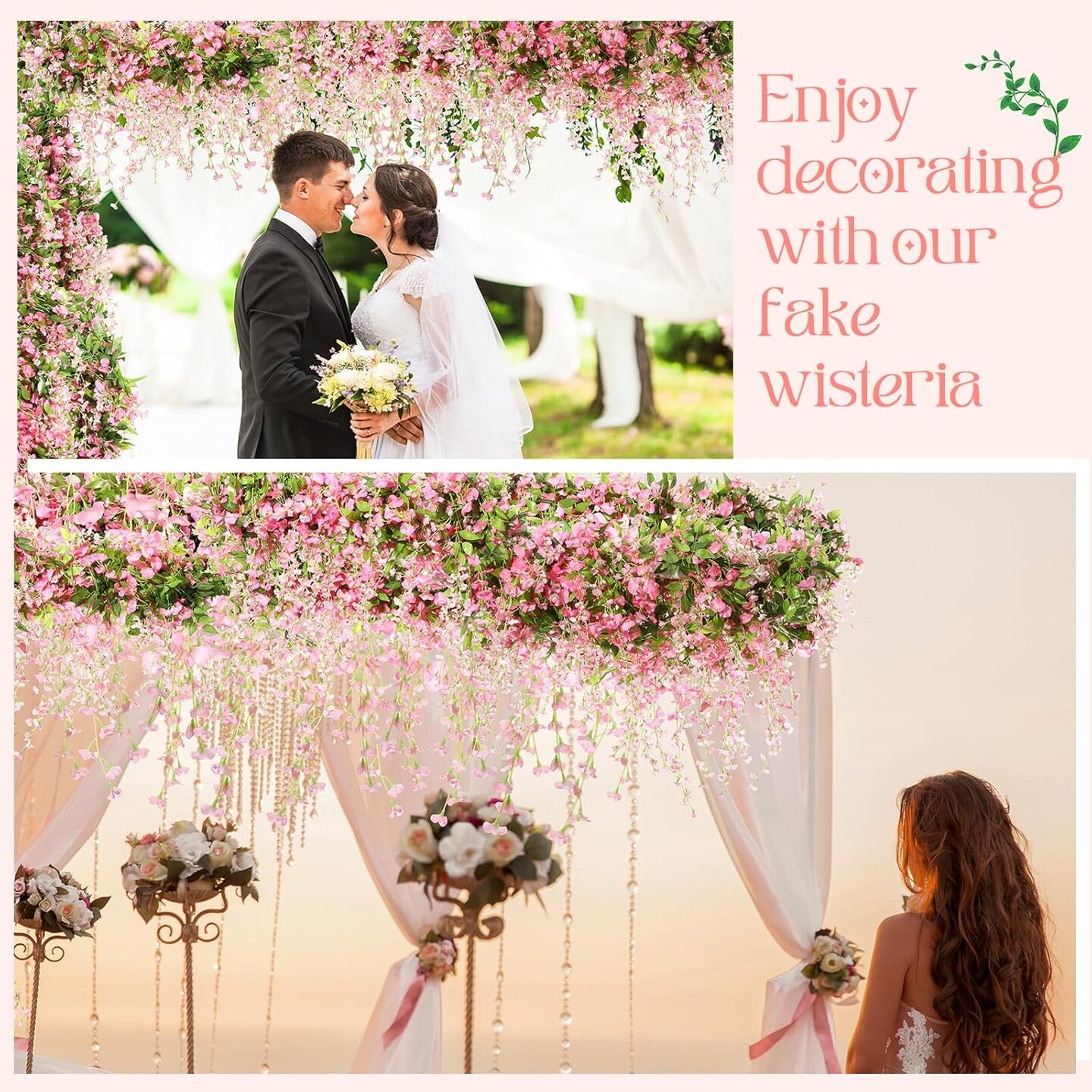 10 Pcs 7.2 ft Artificial Flowers Silk Wisteria Garland