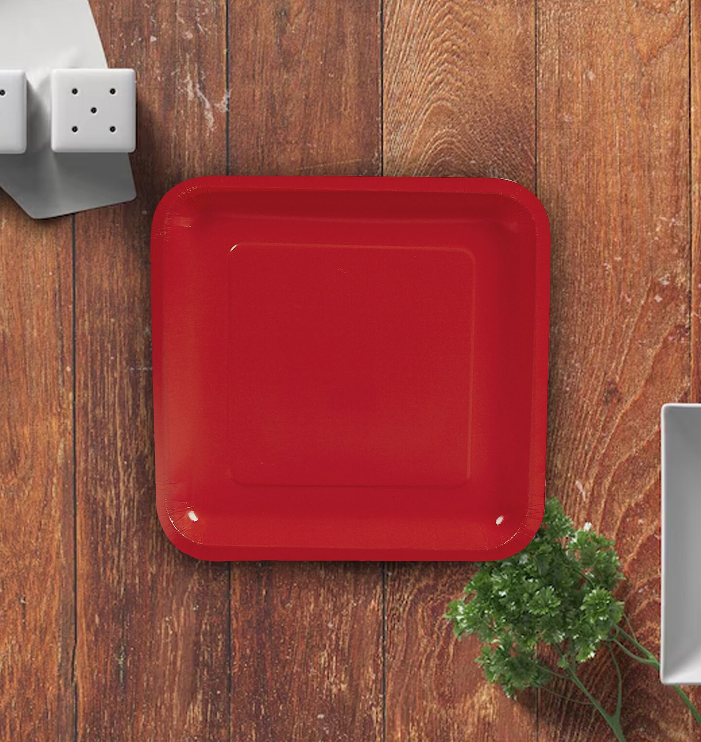 9" Red Square Paper Dinner Plates 24 Count Disposable Party Tableware