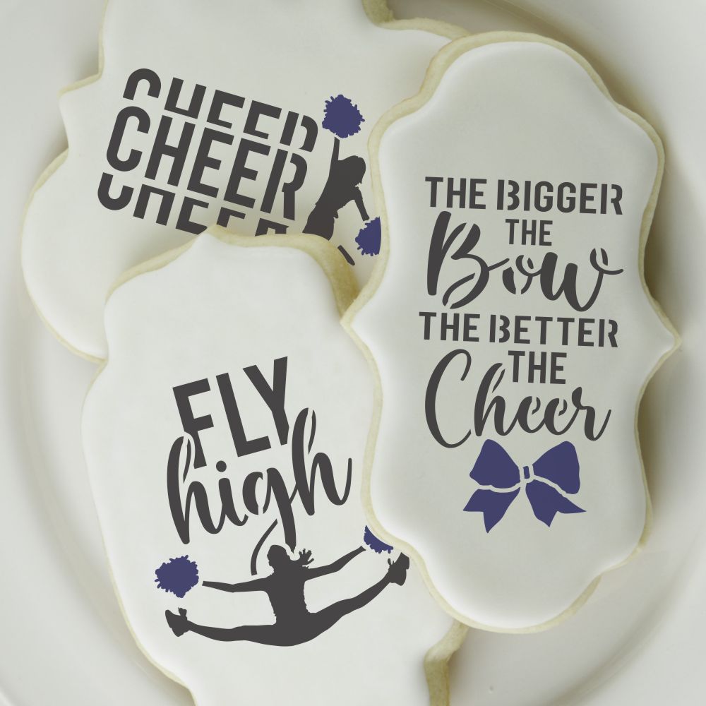 Cheerleading Quotes Cookie Stencil Set | Cookie Decorating Tool | Airbrushing | Royal Icing | Arts & Craft | Confection Couture |