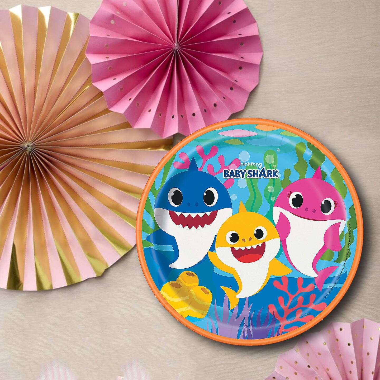 8 Count Baby Shark Party Paper Dinner Plates 9" Durable Disposable Plates for Kids’ Birthday & Classroom Parties