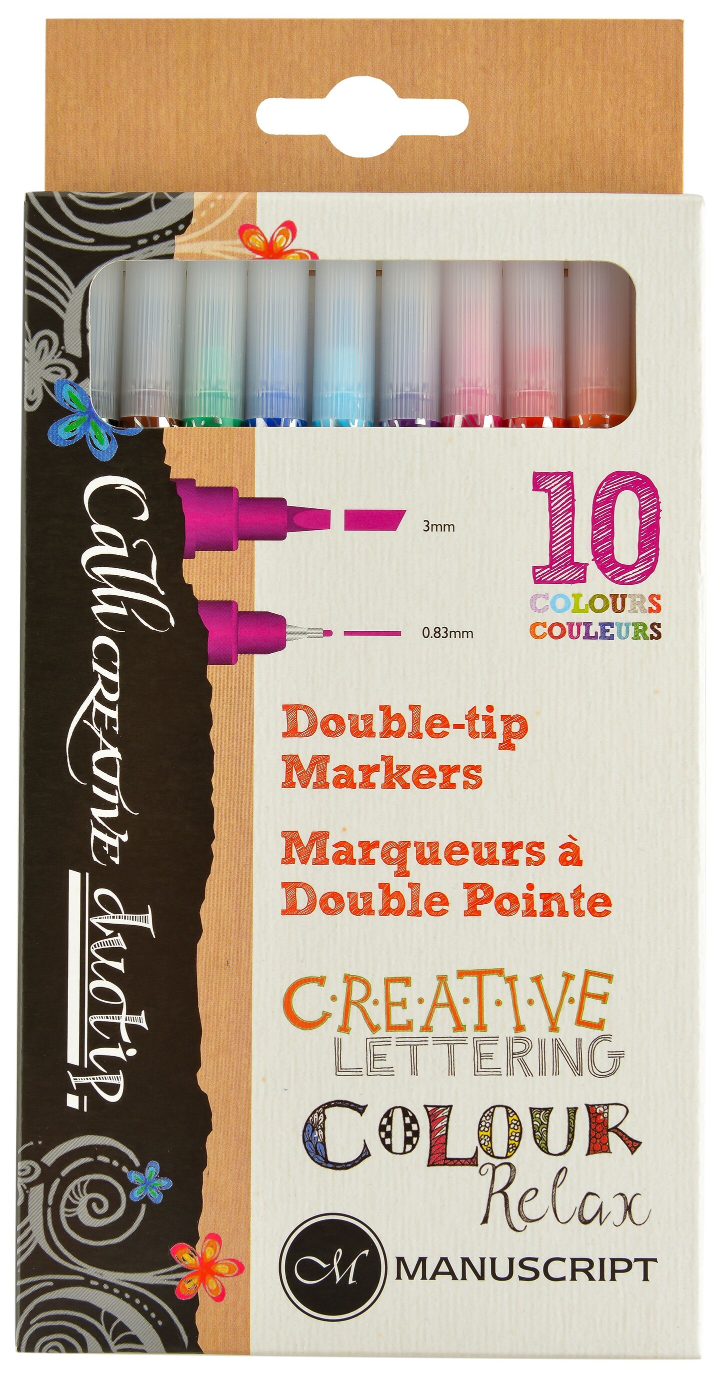 Manuscript Duo Tip Pen – 10 Stifte Mit Keilspitze & Fineliner, Für Lettering & Zeichnen