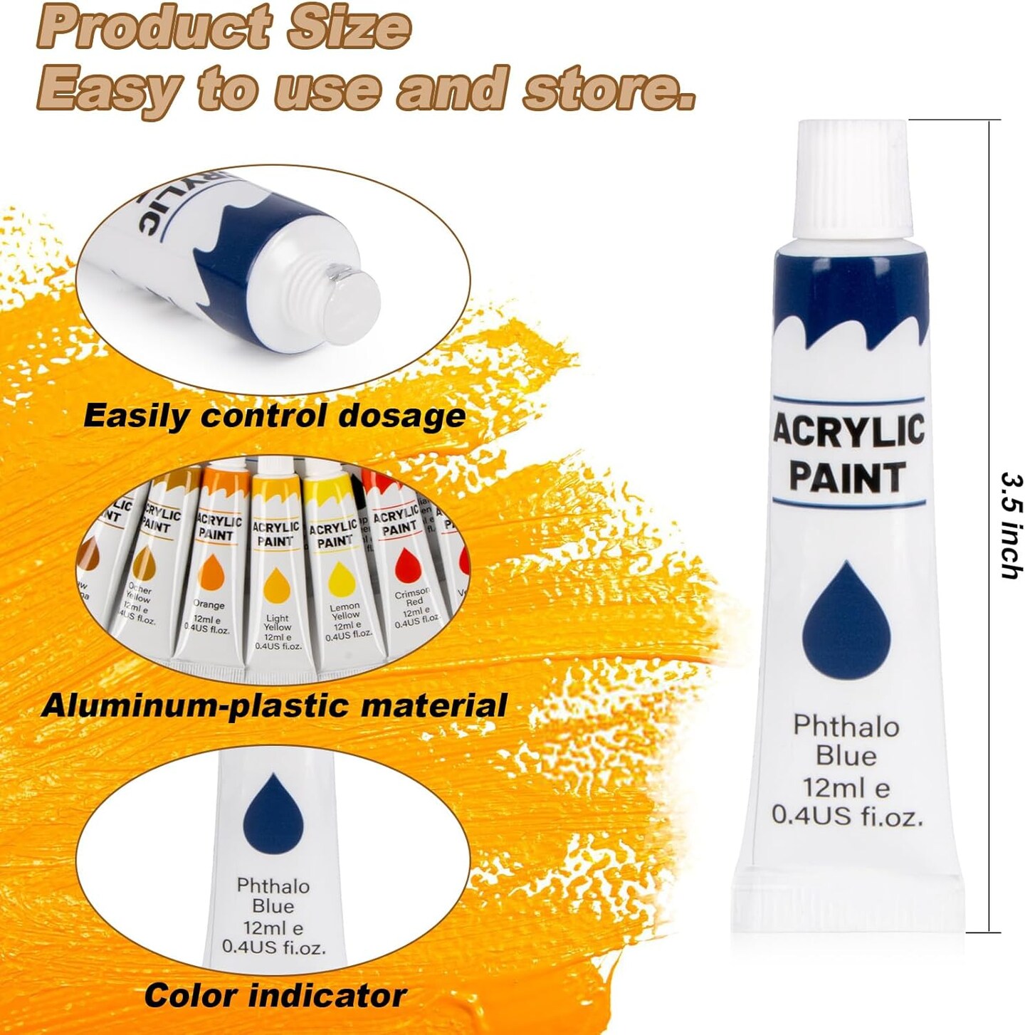 Acrylic Paint Set - 24 Colors Acrylic Paint with 20 Brushes,24 x 12ml Tubes