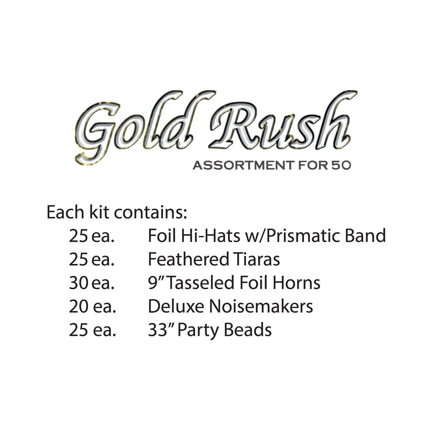 Beistle Gold Rush New Year&#x27;s Eve Party Kit for 50 People