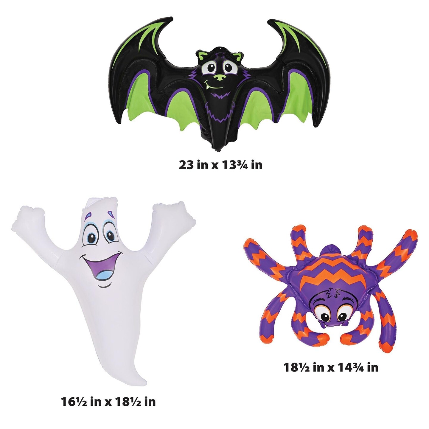 12 Pack Bulk Halloween Inflatable Bat, Ghost/Spider 3 Piece Set