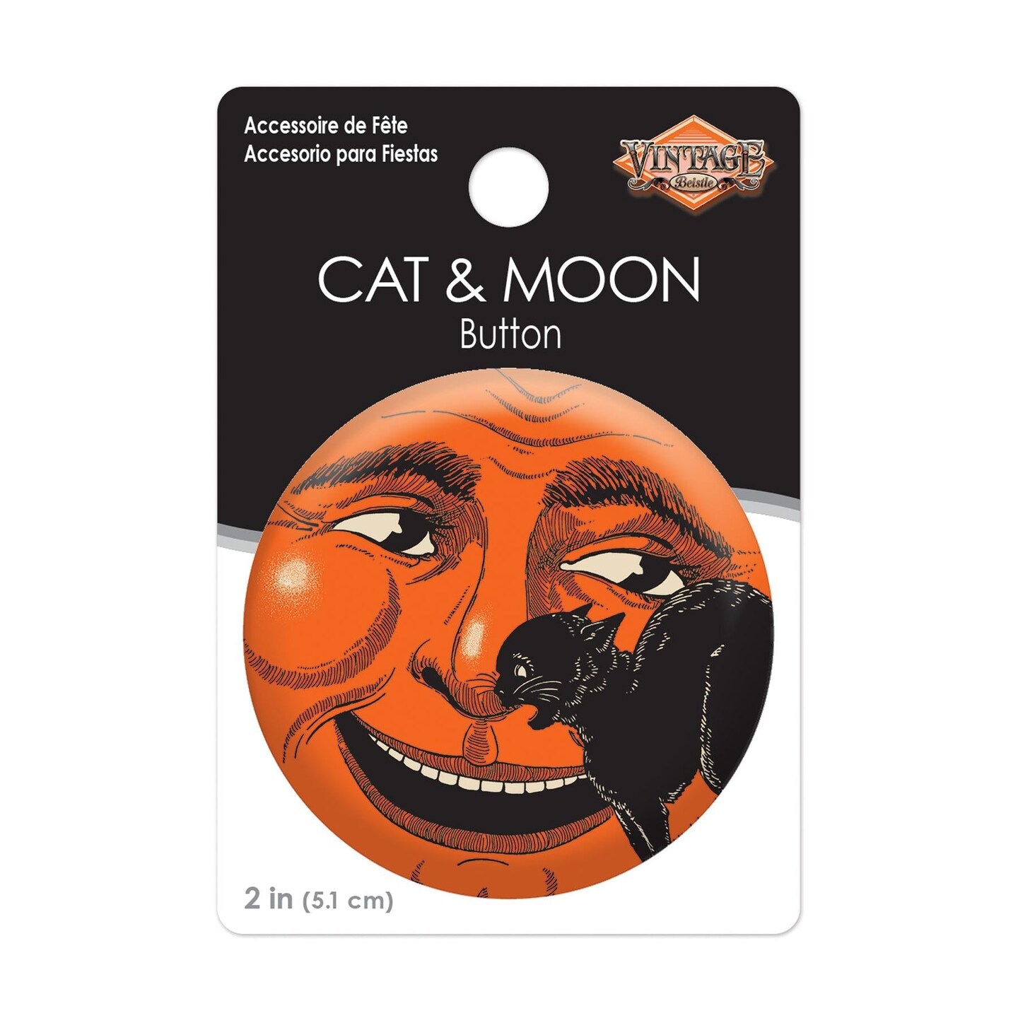 6 Pack Beistle Vintage Halloween Cat &#x26; Moon Button