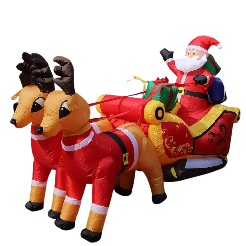 7.2ft Long Christmas Inflatable Santa on Red Sleigh LED Lighted Blow-up Yard Dec