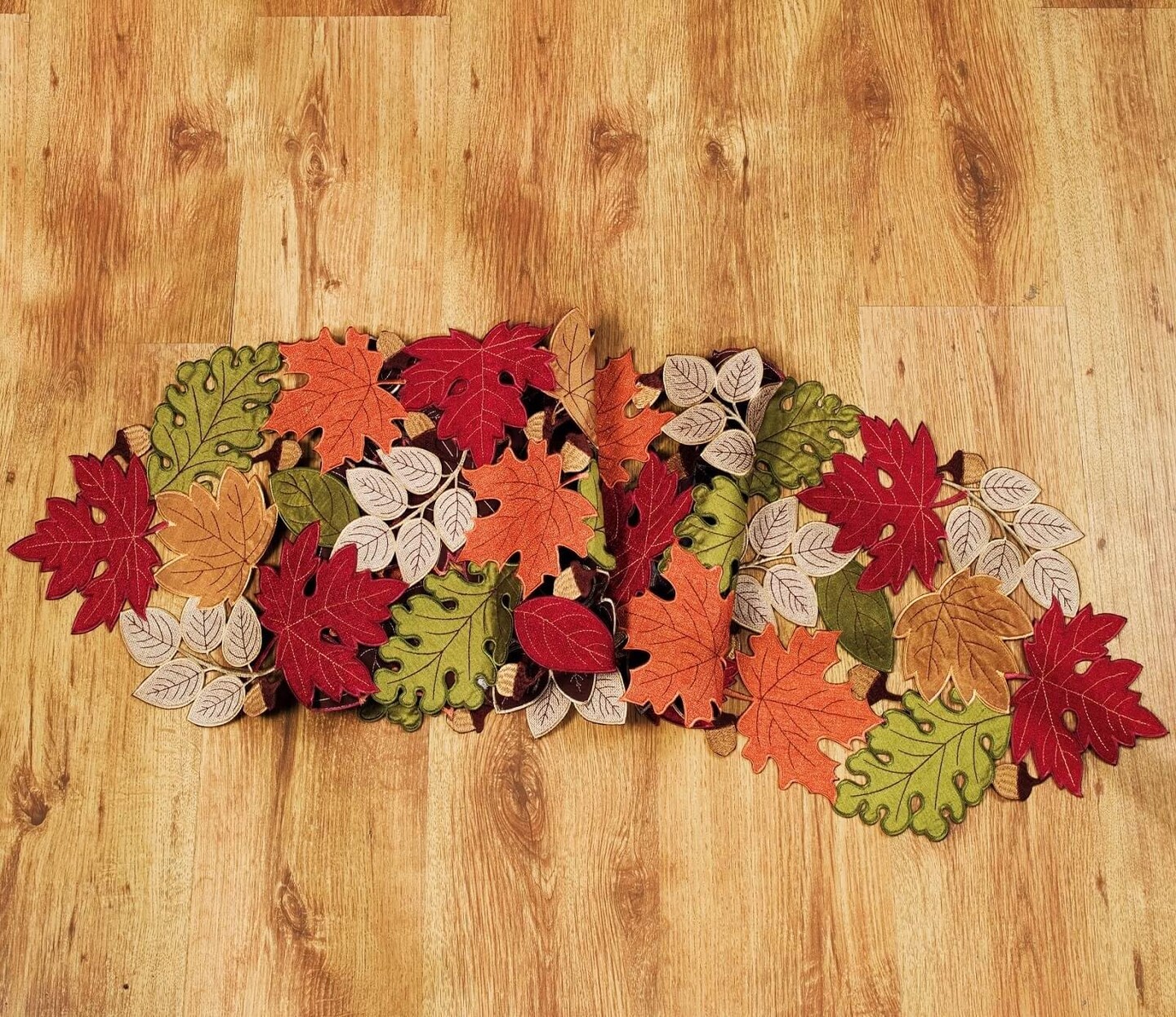KEVA Fall Table Runner 72inches Long, Autumn Maple Leaves Table Runner 13x72 inch for Thanksgiving Kitchen and Table Decoration, Harvest Fall Farmhouse Rustic Embroidered Thanksgiving Table Runner