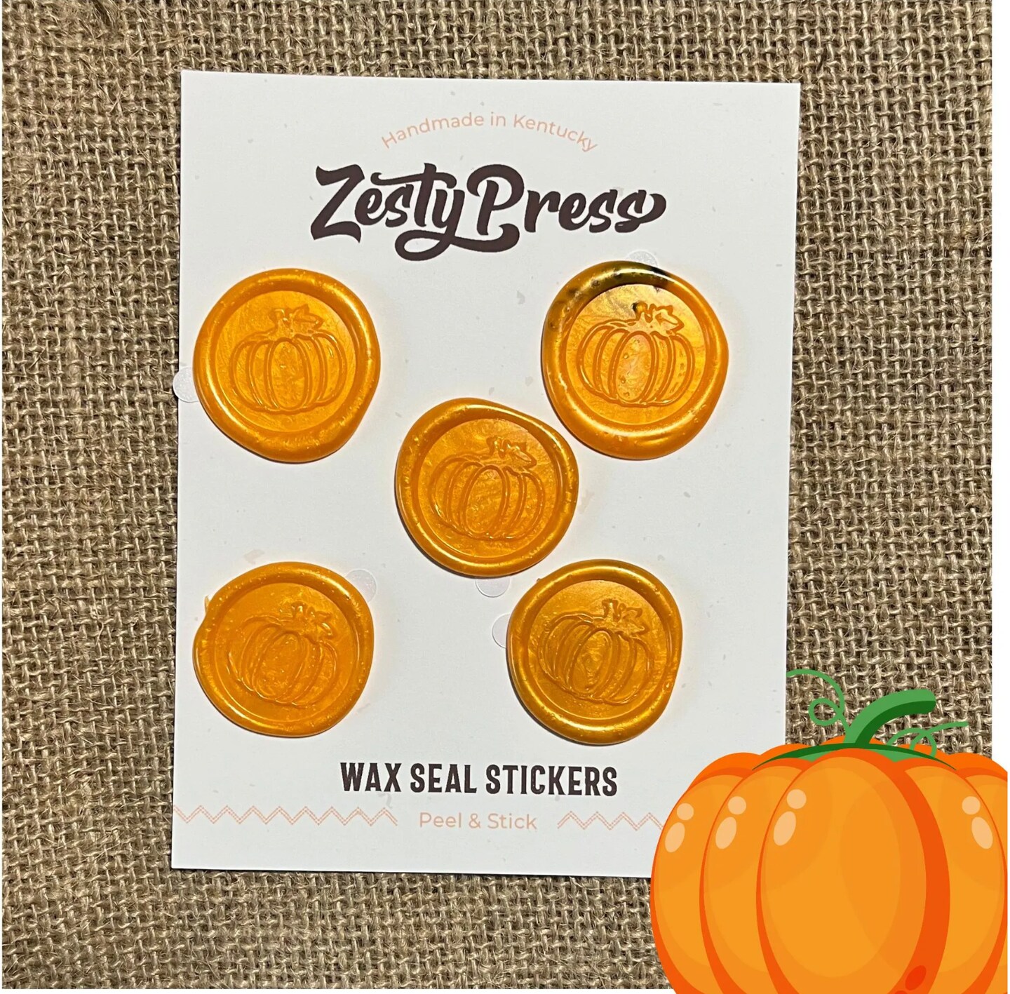 Halloween Fall Pumpkin Wax Seal Stickers, Premade Wax Seals. Set