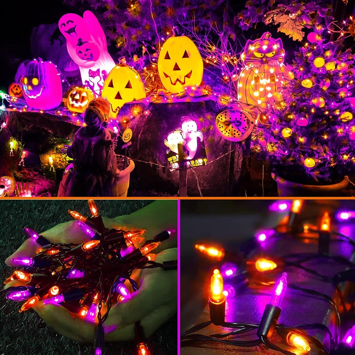2 Set - Mini String Light for Halloween (Orange&#x26;Purple)