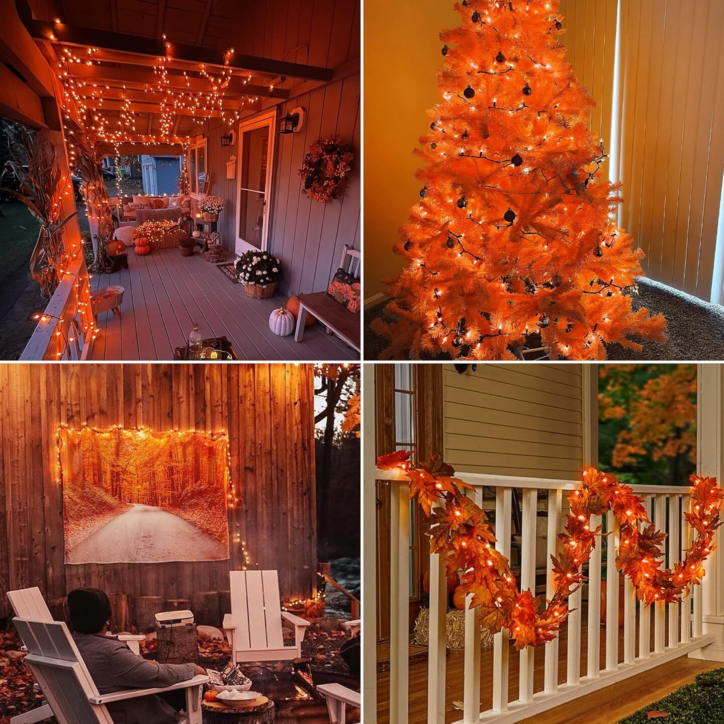 2 PACK - Orange Thanksgiving Mini Lights - Orange