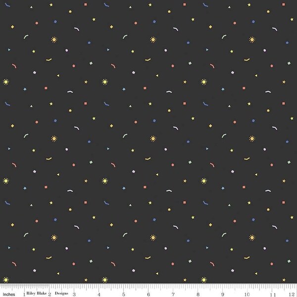 Confetti in Black (c16514-black) | New Box of Crayons | Riley Blake Designs | Riley Blake