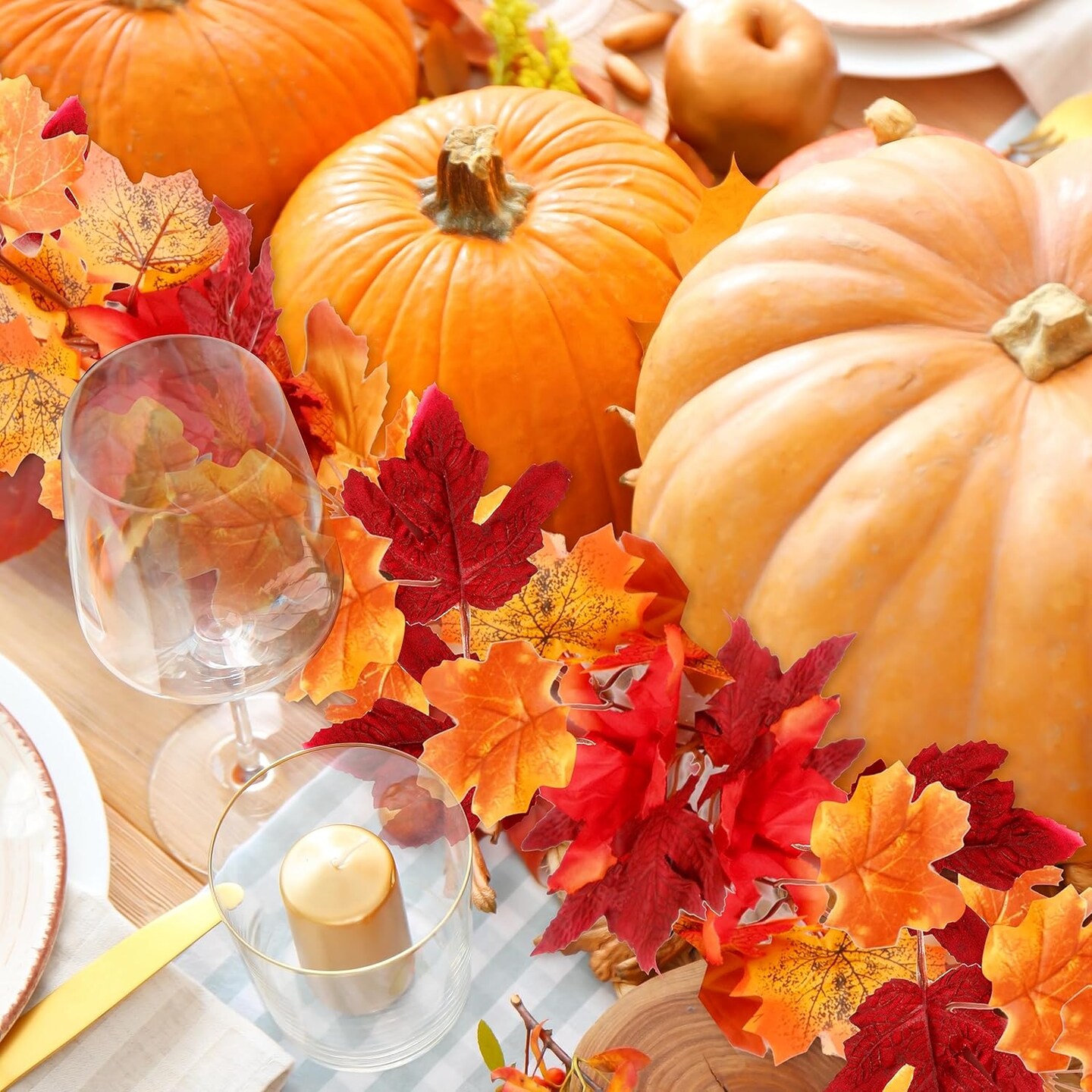 Artificial Fall Garland Maple Leaf, Hanging Vine Garland Artificial Fall Leaves