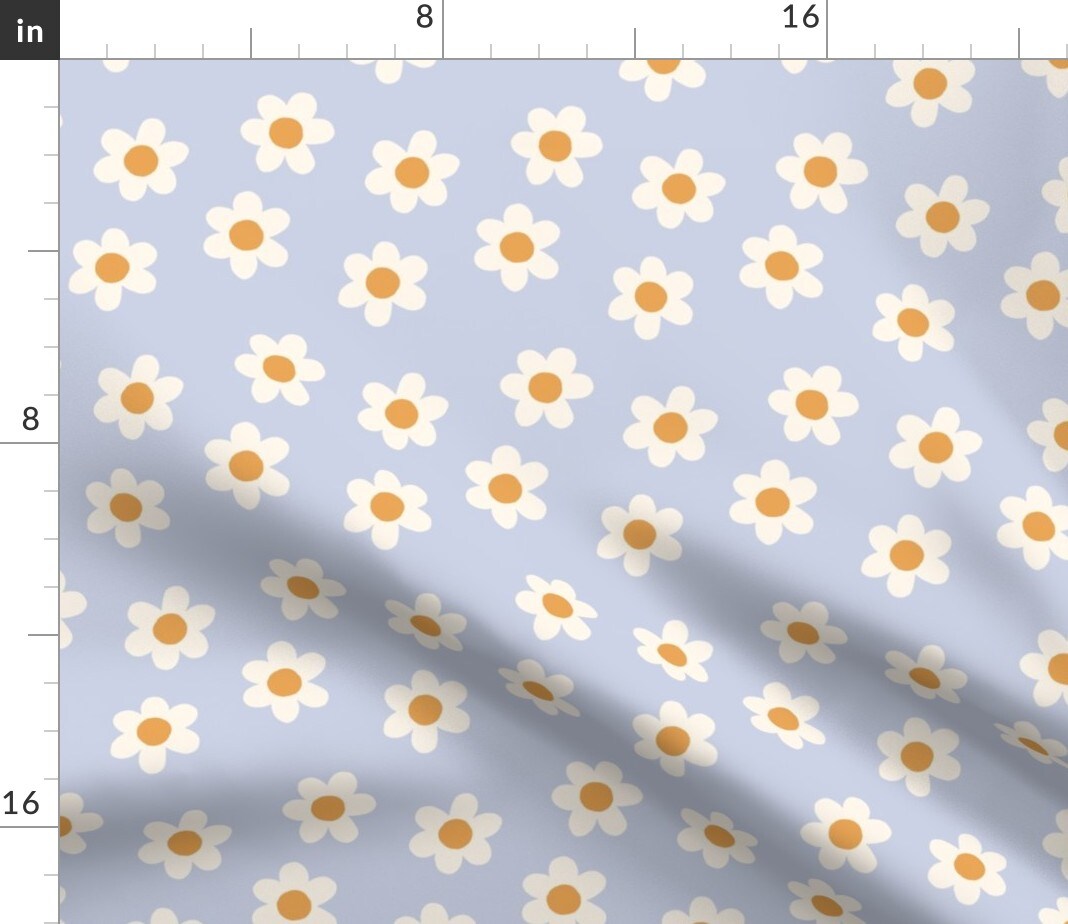 Groovy Retro Flowers 90S Daisy Boho Cute Girly Girls Room Tween Nineties Vintage Floral Purple Custom Printed Fabric by Spoonflower Various Fabrics by the Yard or Fat Quarter