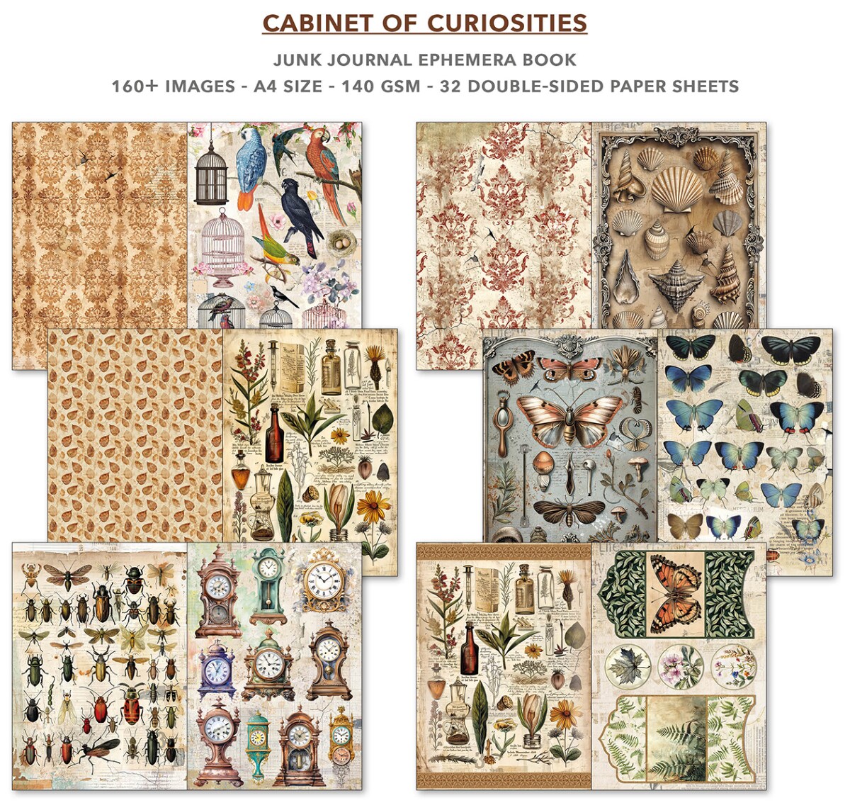 Cabinet Of Curiosities Junk Journal & Ephemera Book A4 32/Pkg