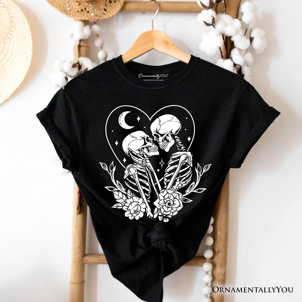 Michaels, The Lovers Skeletons T-Shirt, Spooky Gothic Romantic Valentine Tee – Category: Halloween T-Shirts