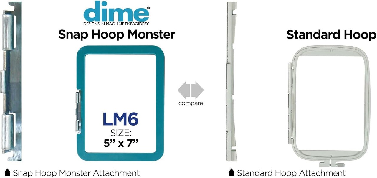 DIME - Snap Hoop Monster 5 x 7 w/clamp down for Brother and Babylock Embroidery Machines - LM6 / SH00A6M