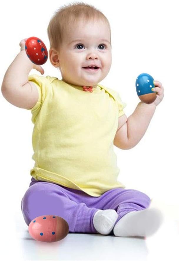 6 Pack Wooden Percussion Musical Shake Eggs Easter Egg Shakers
