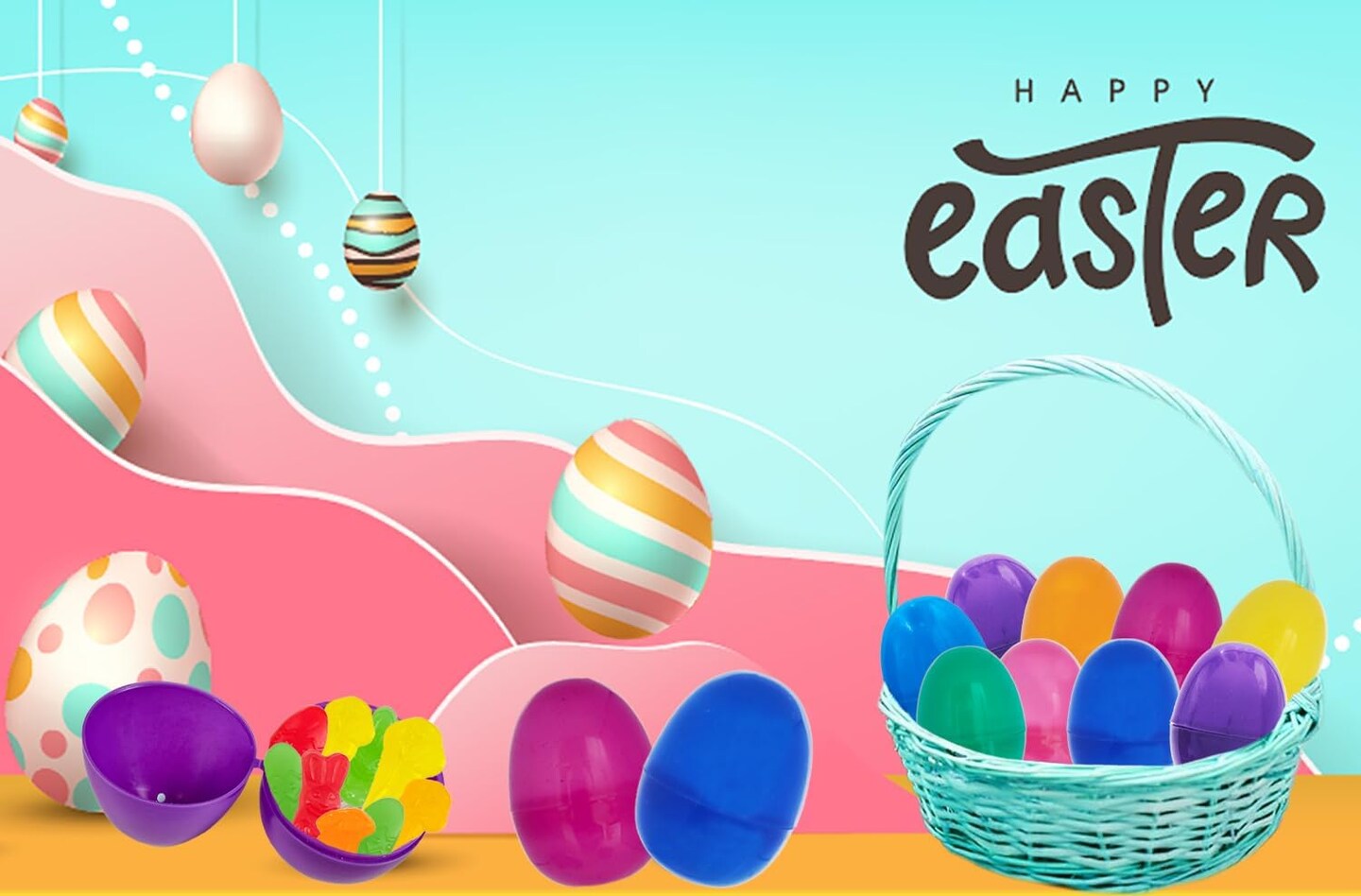 Fillable Easter Eggs 2.3" (500 Pack) with Hinge Bulk Colorful Bright Plastic Easter Eggs, Perfect for Easter Egg Hunt, Suprise Egg, Assorted Colors