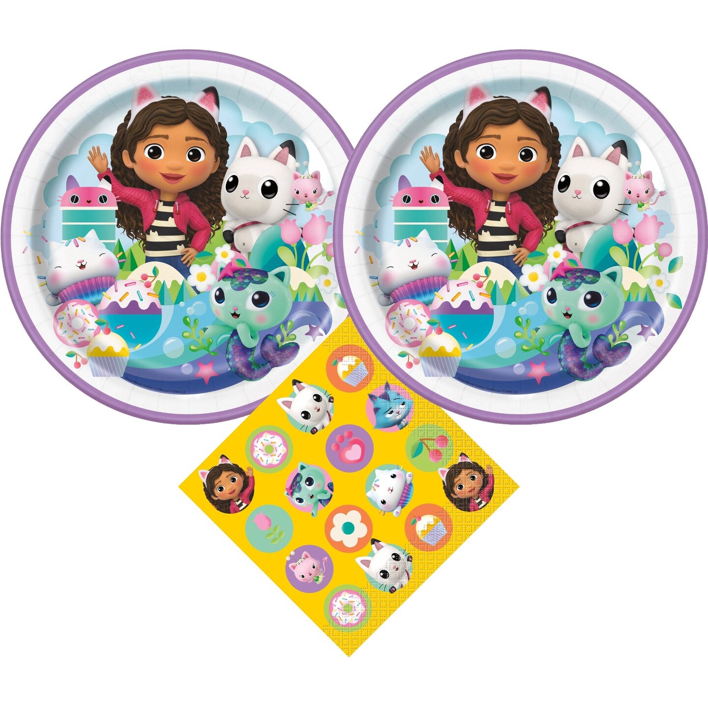 Gabby&#x27;s Dollhouse Birthday Party Supplies Bundle with Gabby&#x27;s Dollhouse Plates &#x26; Gabby&#x27;s Dollhouse Napkins for 16 Guests