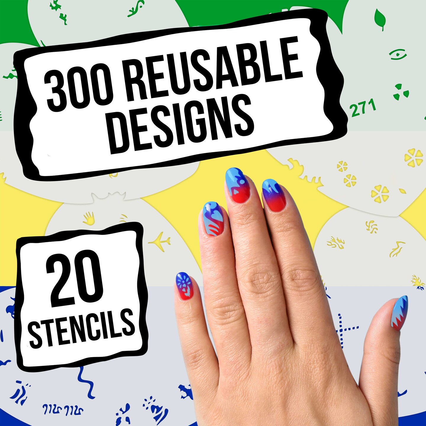 Airbrush Nail Stencils - Nail Art Stencils Series #14: 320 Unique Designs from 20 Individual Templates