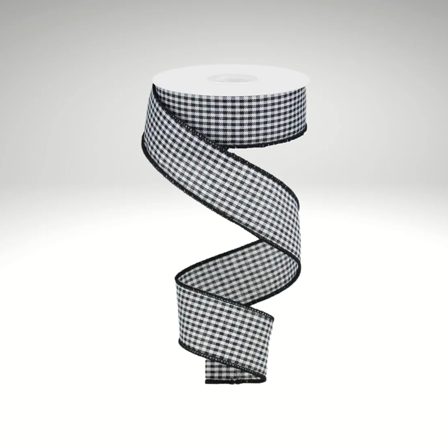 Mini Gingham Check Wired Ribbon – 1.5"x10yd Black/White-RGA1094CF