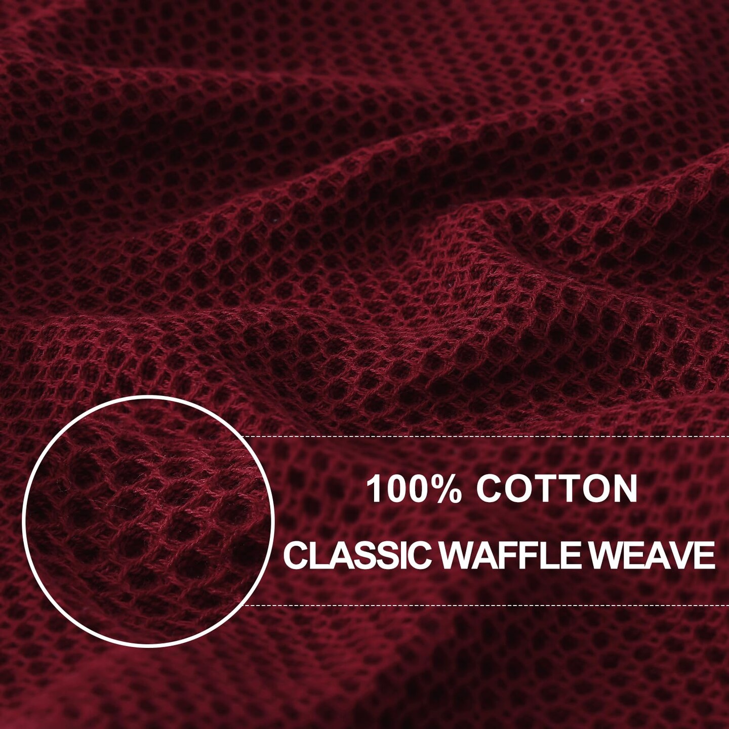 100% Cotton Waffle Weave Kitchen Dish Cloths, Ultra Soft Absorbent Quick Drying Dish Towels, 12 x 12 Inches, 6-Pack, Burgundy