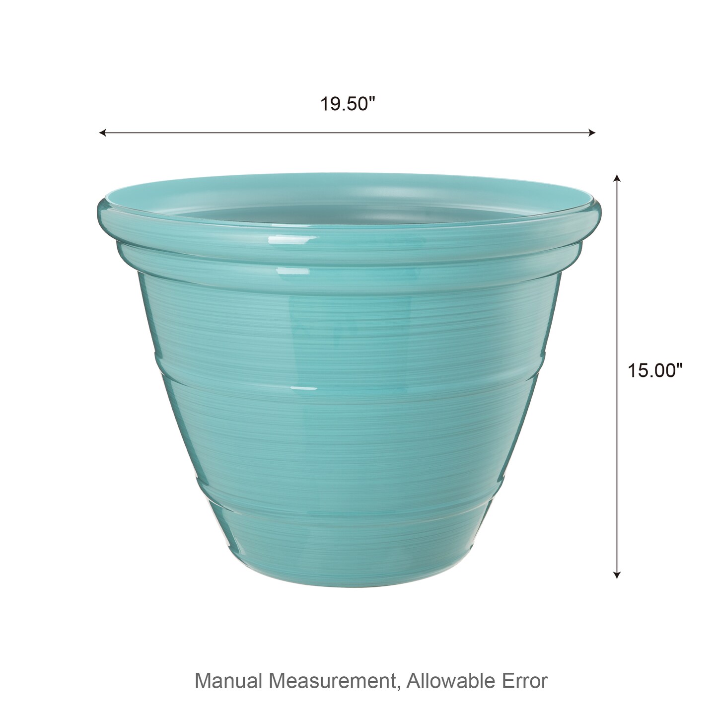 19.5"D Set of 4 Round Turquoise Faux Ceramic Pot Plastic Planter