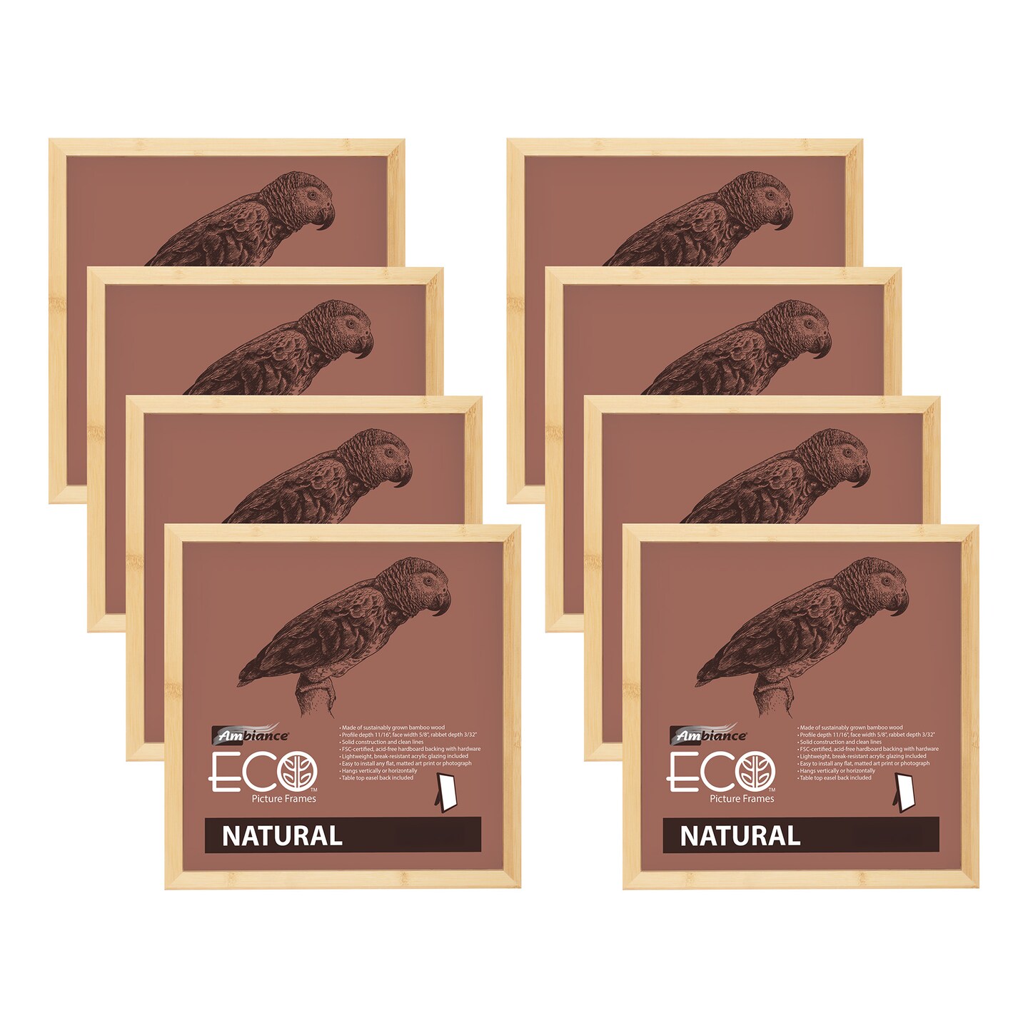 Ambiance Eco Frames - Natural Bamboo - Sustainable Wood Eco-Conscious Minimalist Frames for Artwork, Paintings, Drawings, Display, & More