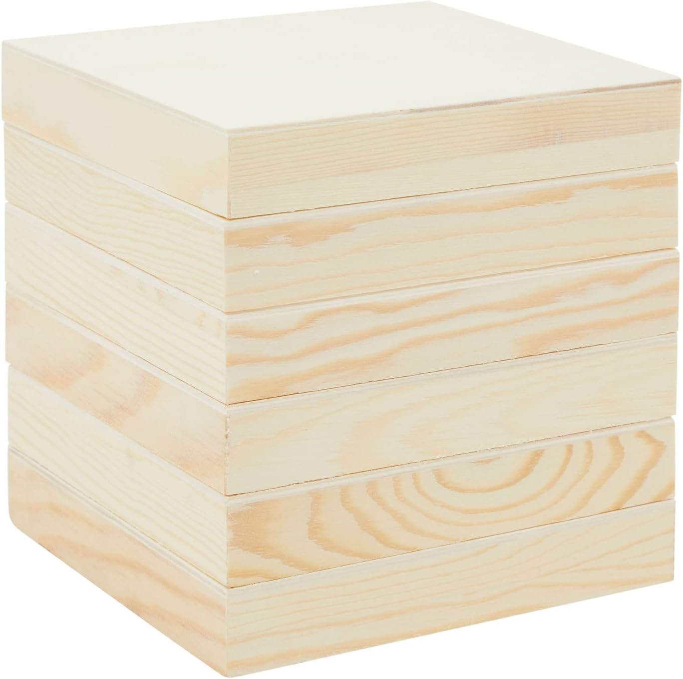 6 Pack Unfinished Wood Canvas Boards for Painting, Blank Deep Cradle 5x5 Panels for Art Projects (0.85 in Thick)