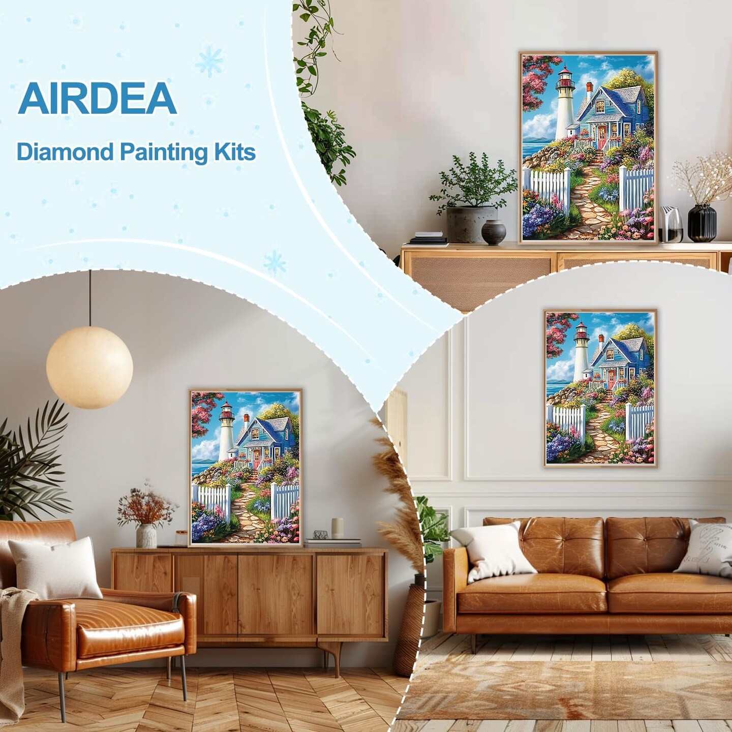Diamond Art Paintings Kits for Adults,House and Lighthouse Diamond Art Kits for Adults,12x16 Inch DIY Diamond Art Paintings Kits Landscape,Diamond Art Painting Set
