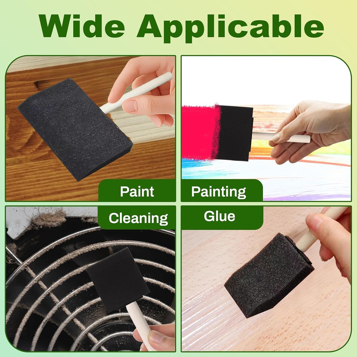 24 Pcs Foam Paint Brushes Set, 1'',2'',3'',4'', Sponge Paint Brush, Wooden Handles Foam Brush for Painting, Craft, Staining, Varnish, Touch Up, Art, Acrylics