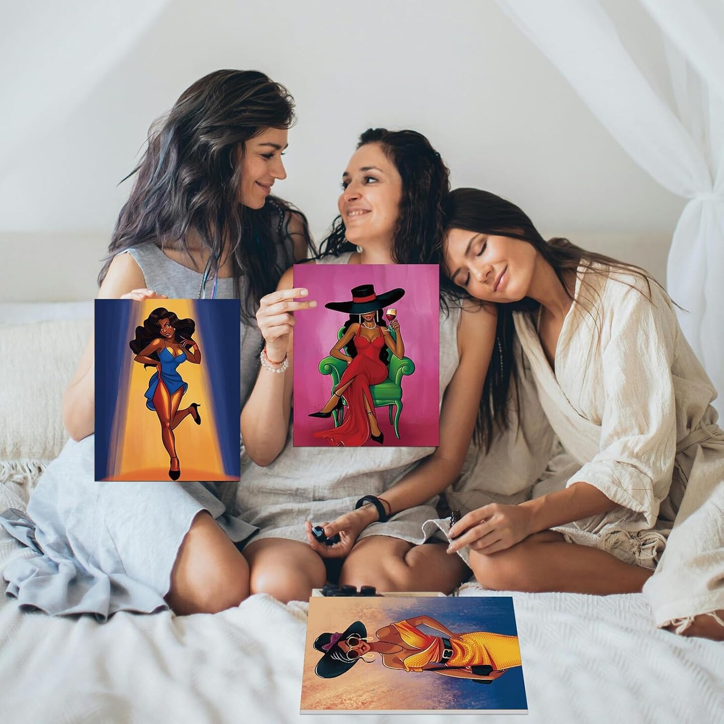 12 Pcs Pre Drawn Canvas for Painting for Adults Sip and Paint Party Kit Pre Printed Canvas Bulk for DIY Art Party Favors Adult's Date Night(Stylish Lady,8 x 10 Inch)