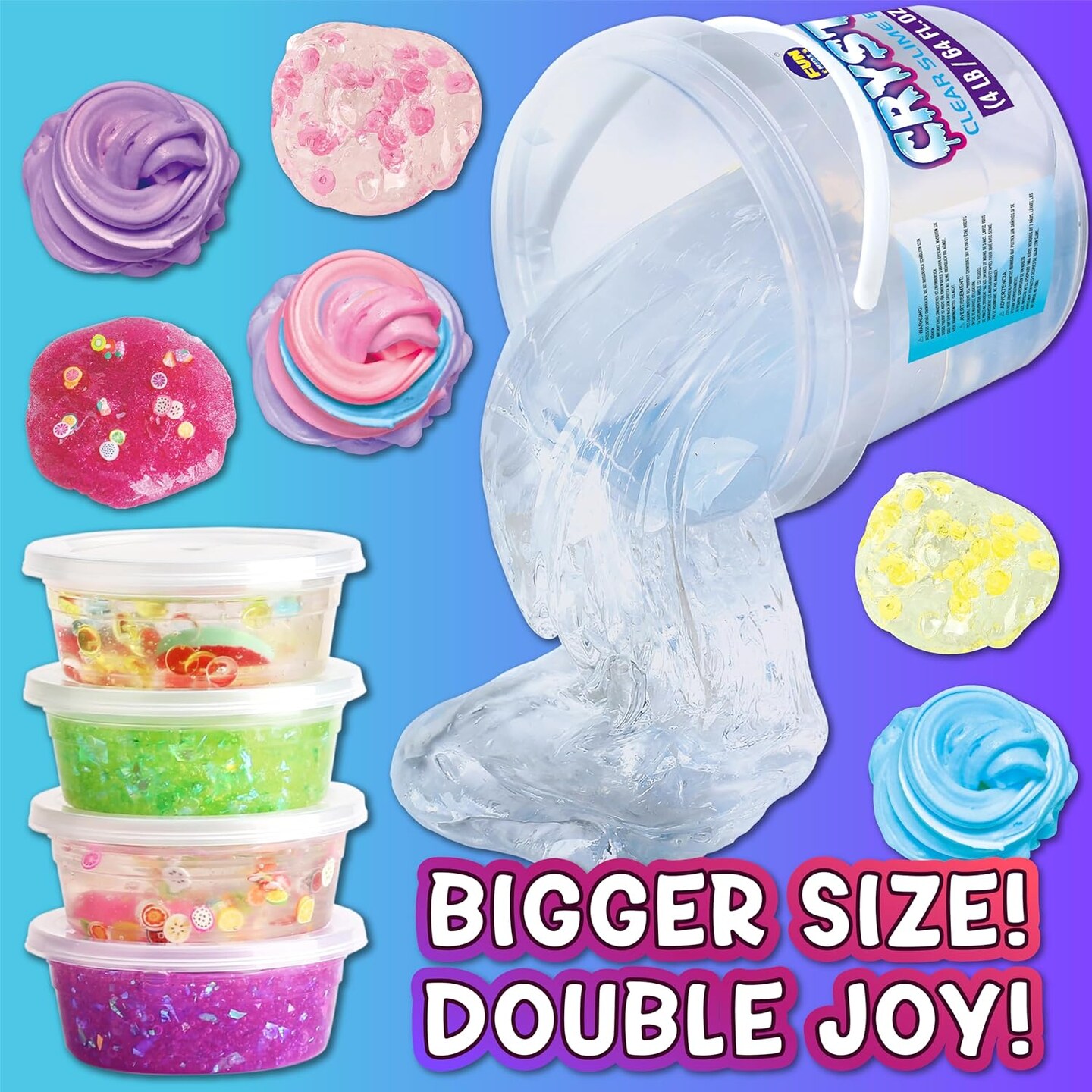 4 LB Premade Big Bucket Crystal Slime Pack with 29 Sets Add-ins